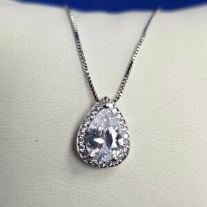 3.0 Carat 5A White Water Drop Zircon with Moissanite Halo